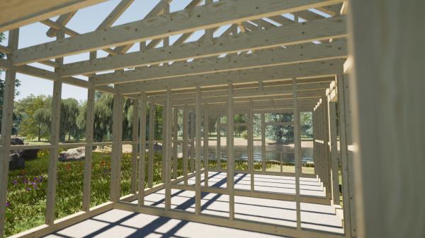 Konstrukce 40 m2 se sedlovou střechou