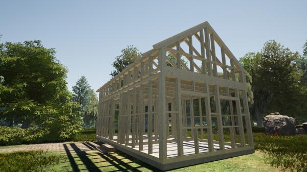 Konstrukce 40 m2 se sedlovou střechou