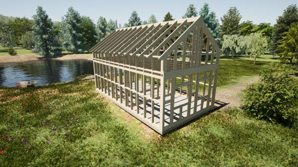 Konstrukce 40 m2 se sedlovou střechou